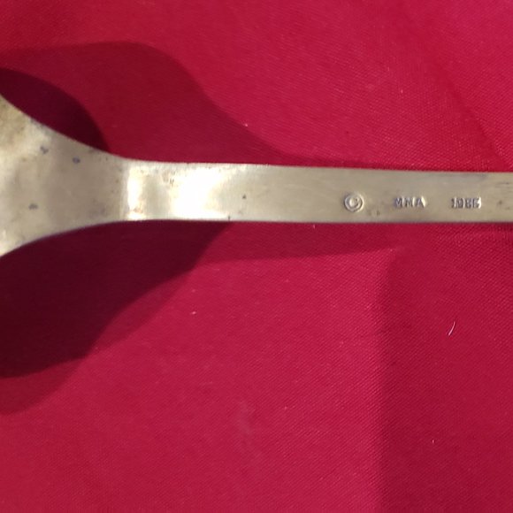 Vintage Silver on Copper Soup Punch Bowl Ladle .